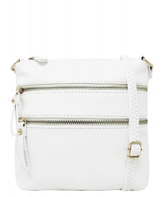 Double Zip Fashion Crossbody Bag WU085 WHITE